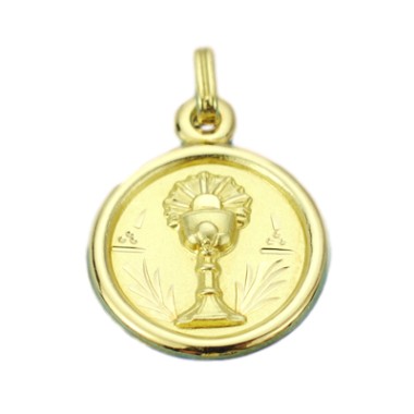 Medalla Comunión con Cáliz de oro de 18 quilates