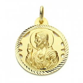 Medalla Sagrado Corazón de Jesús de oro de 18 quilates