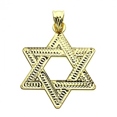 Medalla colgante Estrella de David de oro de 18 quilates