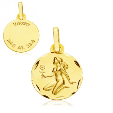Medalla Horóscopo Virgo de oro de 18 quilates