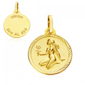 Medalla Horóscopo Virgo de oro de 18 quilates