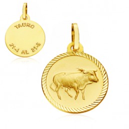 Medalla Horóscopo Tauro de oro de 18 quilates
