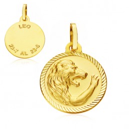 Medalla Horóscopo Leo de oro de 18 quilates