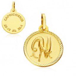 Medalla Horóscopo Capricornio de oro de 18 quilates
