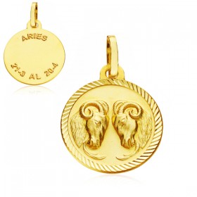 Medalla Horóscopo Aries de oro de 18 quilates