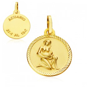Medalla Horóscopo Acuario de oro de 18 quilates