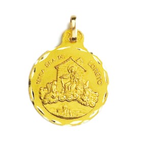 Medalla de la Virgen de Loreto de oro de 18 quilates