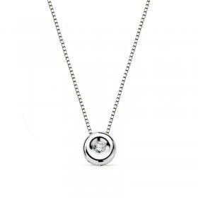 White gold pendant with diamond and chain