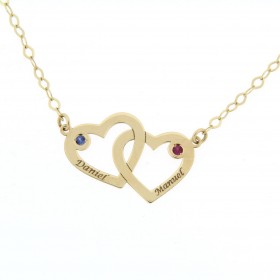 Gold pendant with two hearts