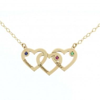 Gold pendant with three hearts