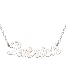 White gold name necklace with one diamond
