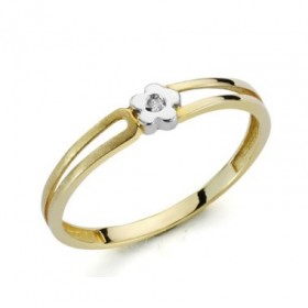 White gold and yellow gold ring with 1 diamond