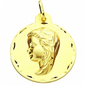 Medalla Comunión Virgen Niña de oro de 18 quilates