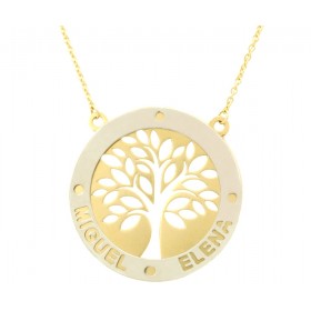 Tree of Life pendant in white and yellow gold