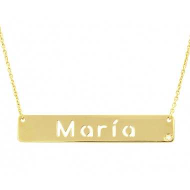 Gold name necklace with one diamond