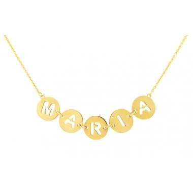 Gold round plates necklace
