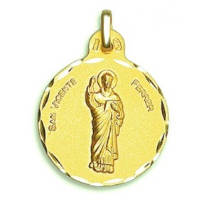 Medalla de San Vicente Ferrer de oro de 18 quilates