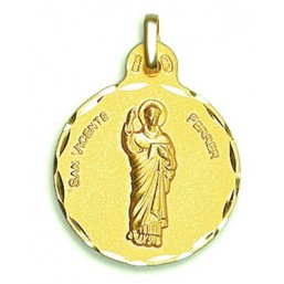 Medalla de San Vicente Ferrer de oro de 18 quilates