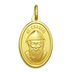 Medalla de San Chárbel de oro de 18 quilates