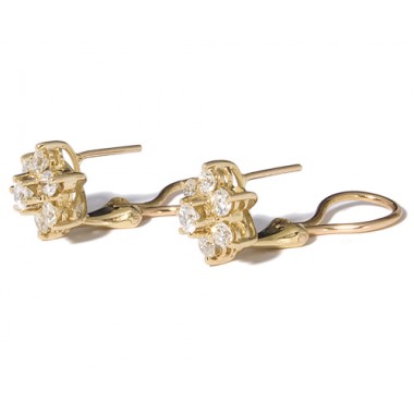Yellow gold earrings with 14 diamonds