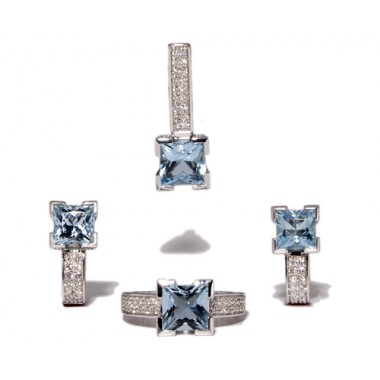 Earrings in white gold and blue topaz