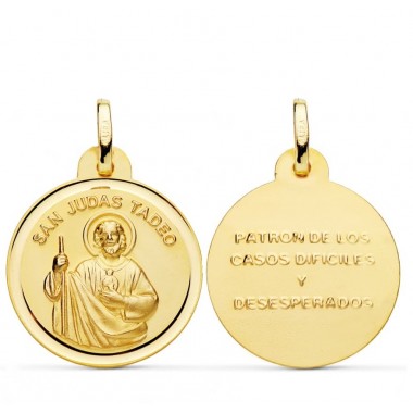 Medalla de San Judas Tadeo de oro de 18 quilates