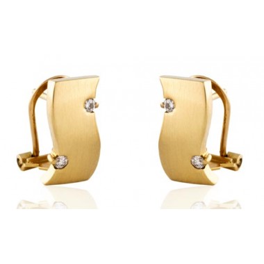 Yellow gold earrings with 4 diamonds