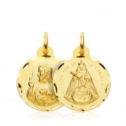 Medalla escapulario del Cristo de la Laguna y de la Virgen de la Candelaria de oro de 18 quilates