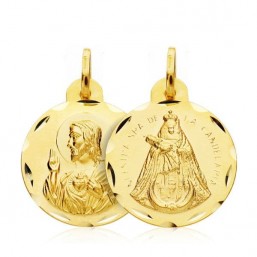 Medalla escapulario del Cristo de la Laguna y de la Virgen de la Candelaria de oro de 18 quilates
