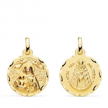 Medalla escapulario de la Virgen del Rocío y de la Virgen de la Cinta de oro de 18 quilates