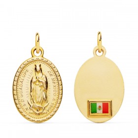 Medalla de la Virgen de Guadalupe de oro de 18 quilates