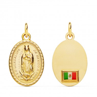 Medalla religiosa de la Virgen de Guadalupe de México en oro de 18 quilates Medalla religiosa de la Virgen de Guadalupe de México en oro de 18 quilates