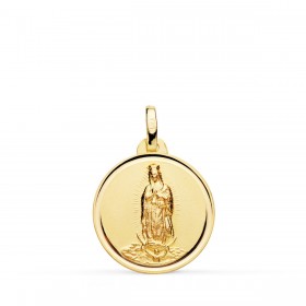 Medalla religiosa de la Virgen de Guadalupe de México en oro de 18 quilates