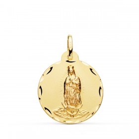 Medalla religiosa de la Virgen de Guadalupe de México en oro de 18 quilates