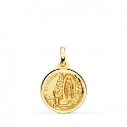 Medalla de la Virgen de Lourdes de oro de 18 quilates