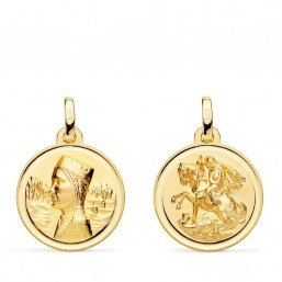 Medalla escapulario de la Mare de Déu de Montserat y de Sant Jordi de oro de 18 quilates