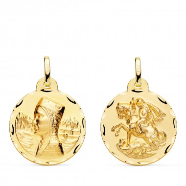 Medalla escapulario de la Mare de Déu de Montserrat y de Sant Jordi de oro de 18 quilates Medalla escapulario de la Mare de Déu de Montserrat y de Sant Jordi de oro de 18 quilates