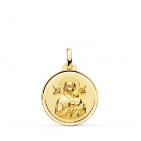 Medalla de la Virgen del Perpetuo Socorro de oro de 18 quilates