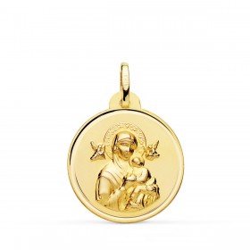 Medalla de la Virgen del Perpetuo Socorro de oro de 18 quilates