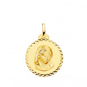 Medalla de la Virgen Madonna de Rafael de oro de 18 quilates