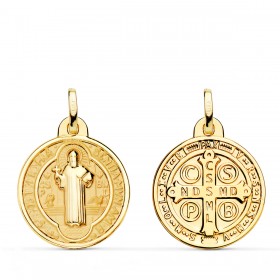 Medalla de San Benito de oro de 18 quilates