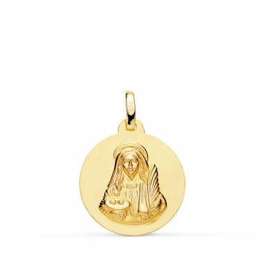 Medalla de Santa Lucía de oro de 18 quilates