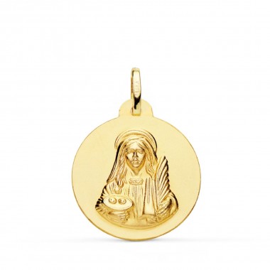 Medalla de Santa Lucía de oro de 18 quilates