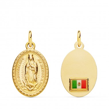 Medalla religiosa de la Virgen de Guadalupe de México en oro de 18 quilates Medalla religiosa de la Virgen de Guadalupe de México en oro de 18 quilates