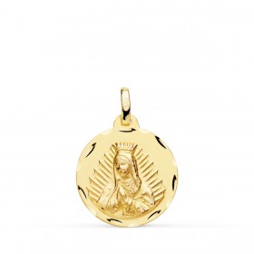 Medalla religiosa de la Virgen de Guadalupe de México en oro de 18 quilates