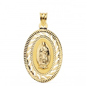 Medalla religiosa de la Virgen de Guadalupe de México en oro de 18 quilates