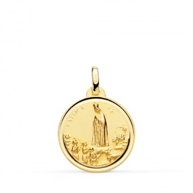 Medalla de la Virgen de Fátima de oro de 18 quilates