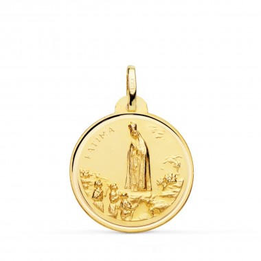 Medalla de la Virgen de Fátima de oro de 18 quilates
