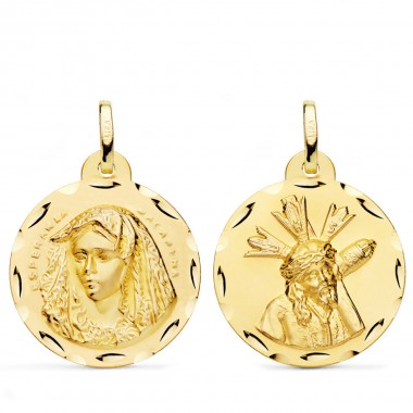 Medalla escapulario del Cristo del Gran Poder y de la Virgen de la Macarena de oro de 18 quilates Medalla escapulario del Cristo del Gran Poder y de la Virgen de la Macarena de oro de 18 quilates