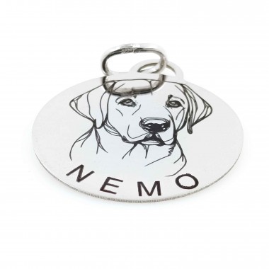Medalla con la imagen de tu perro labrador para ti en plata de ley